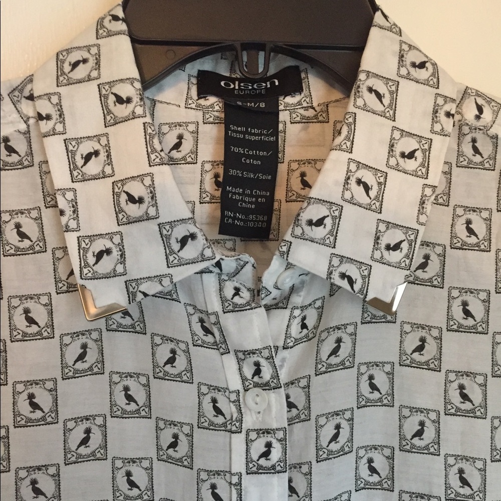 Euro Pattern Blouse White and Black Olsen